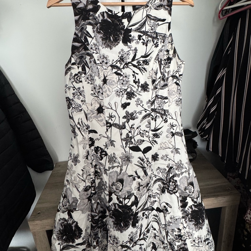 Floral Black and White Dress